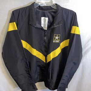 U.S. Army Physical Fitness Jacket Unisex Size Large Black Yellow Full Zip Pocket